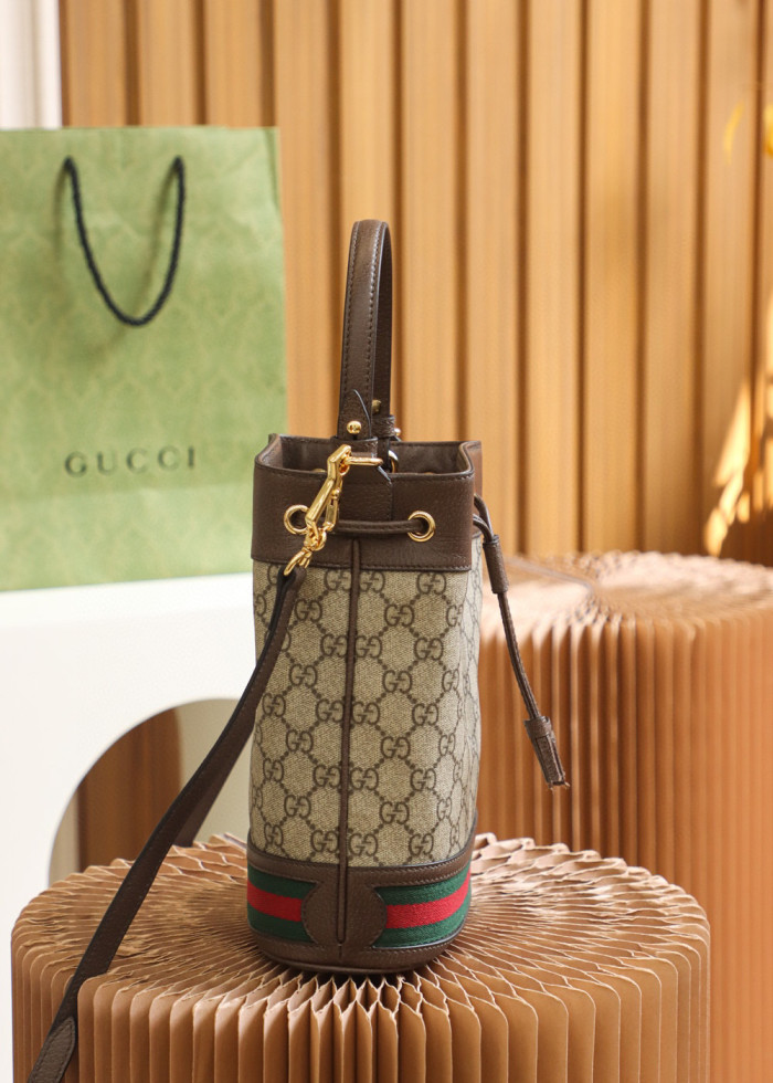 Gucci Ophidia Leather Panel Canvas Printed Portable Bucket Bag #nigo21963