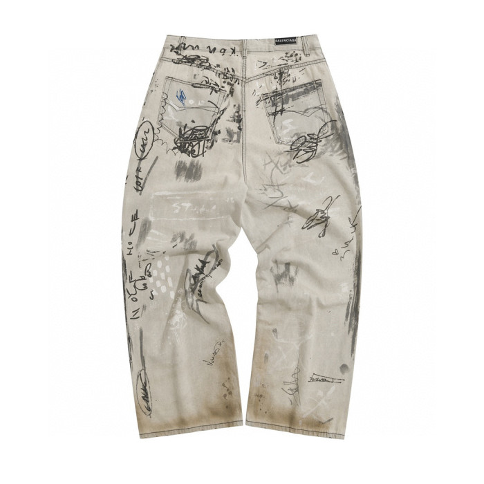 Balenciaga Graffiti Loose Fit Denim Pants Ngvp #nigo6578