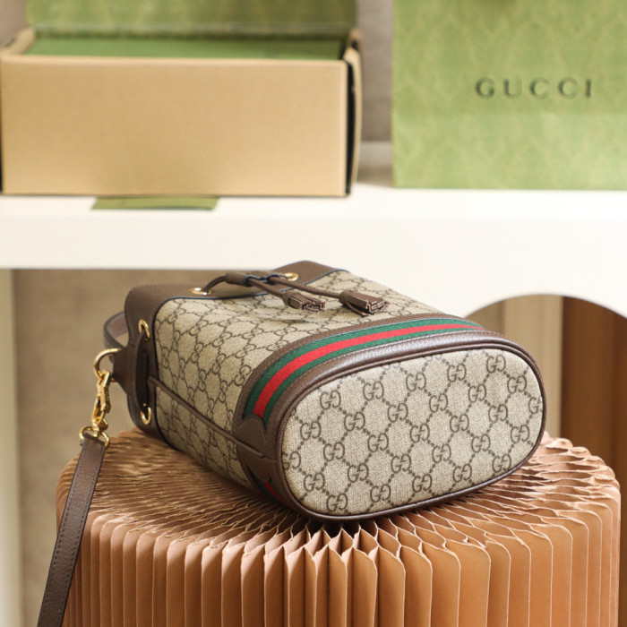 Gucci Ophidia Leather Panel Canvas Printed Portable Bucket Bag #nigo21963