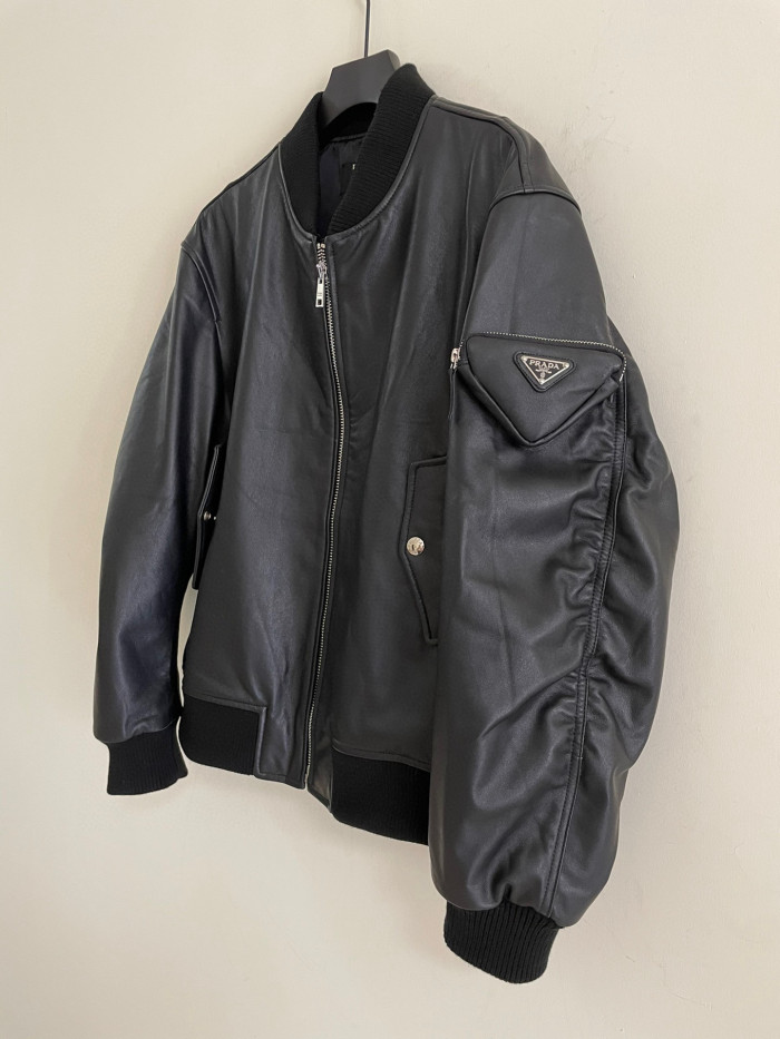 Prada Baseball Jacket Jacket Leather Jacket #nigo21967