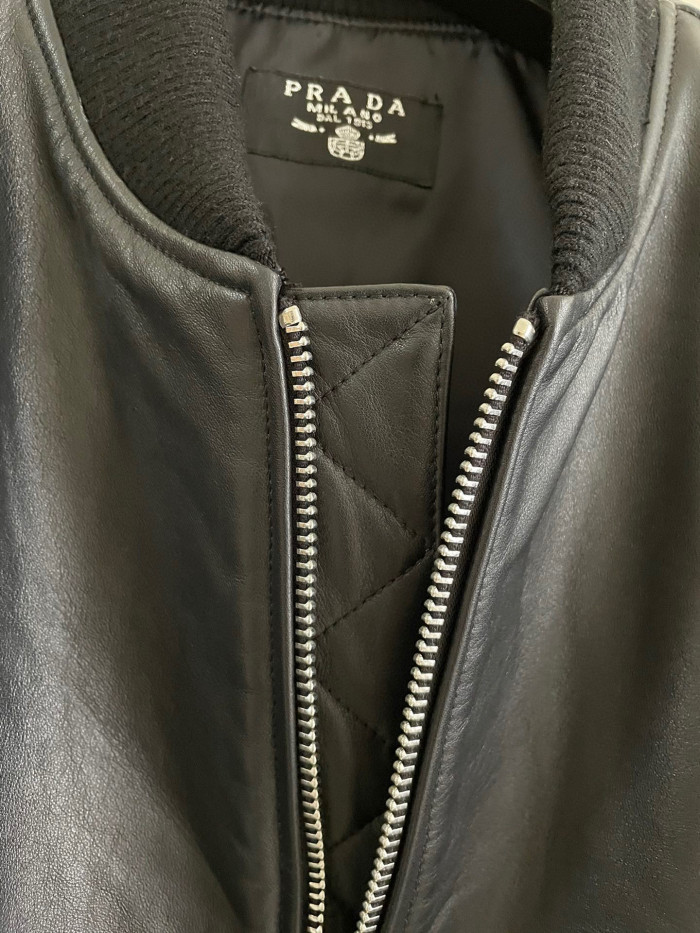 Prada Baseball Jacket Jacket Leather Jacket #nigo21967