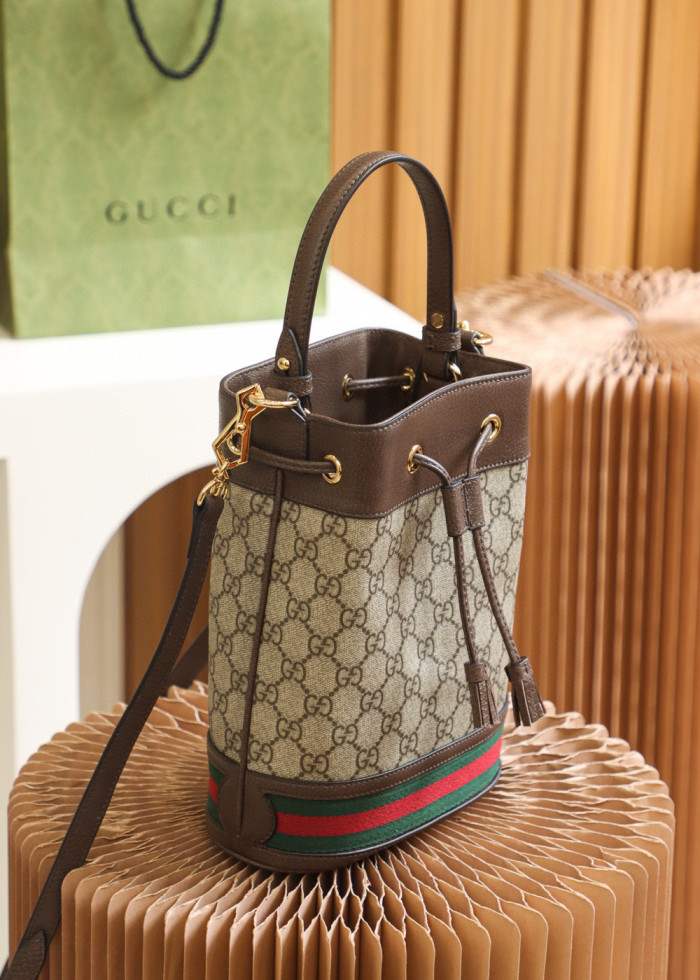 Gucci Ophidia Leather Panel Canvas Printed Portable Bucket Bag #nigo21963