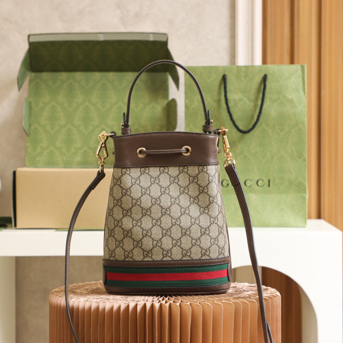 Gucci Ophidia Leather Panel Canvas Printed Portable Bucket Bag #nigo21963