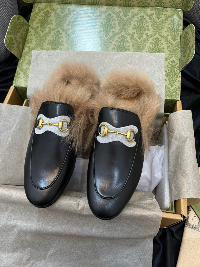 Gucci Wool Leather Upper Mule Shoes #nigo96639