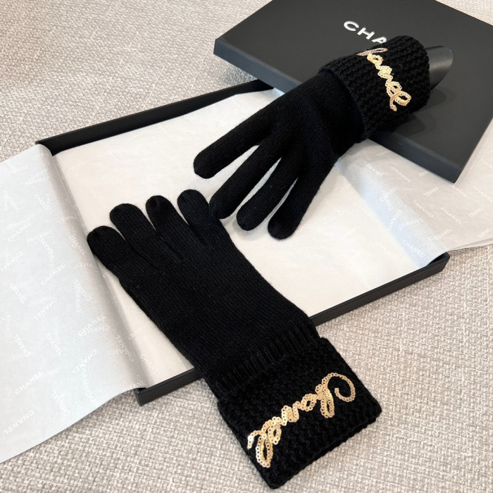Chanel Cashmere Knit Hat Gloves Scarf #nigo96642