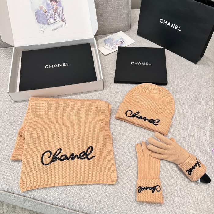 Chanel Cashmere Knit Hat Gloves Scarf #nigo96642