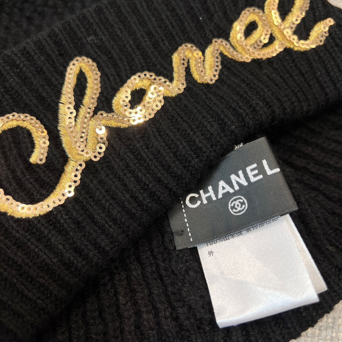 Chanel Cashmere Knit Hat Gloves Scarf #nigo96642