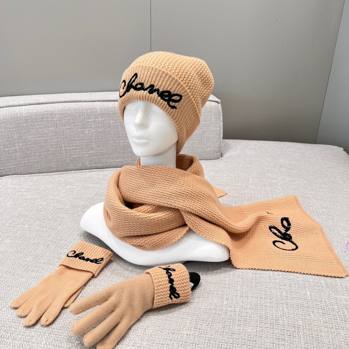 Chanel Cashmere Knit Hat Gloves Scarf #nigo96642