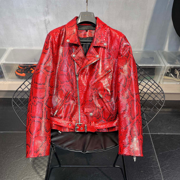 Chrome Hearts Scale Biker Leather Jacket #nigo96638