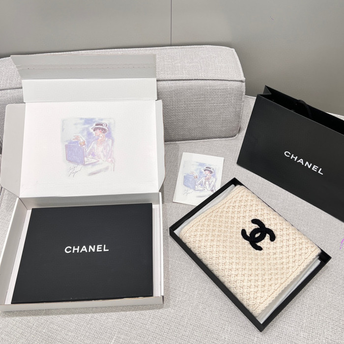 Chanel Knitted Cashmere Scarf Hat #nigo96643