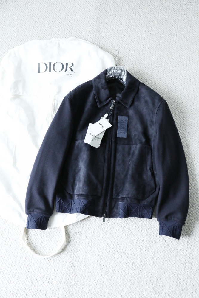Dior Men's Suede Zip Lapel Jacket #nigo96656