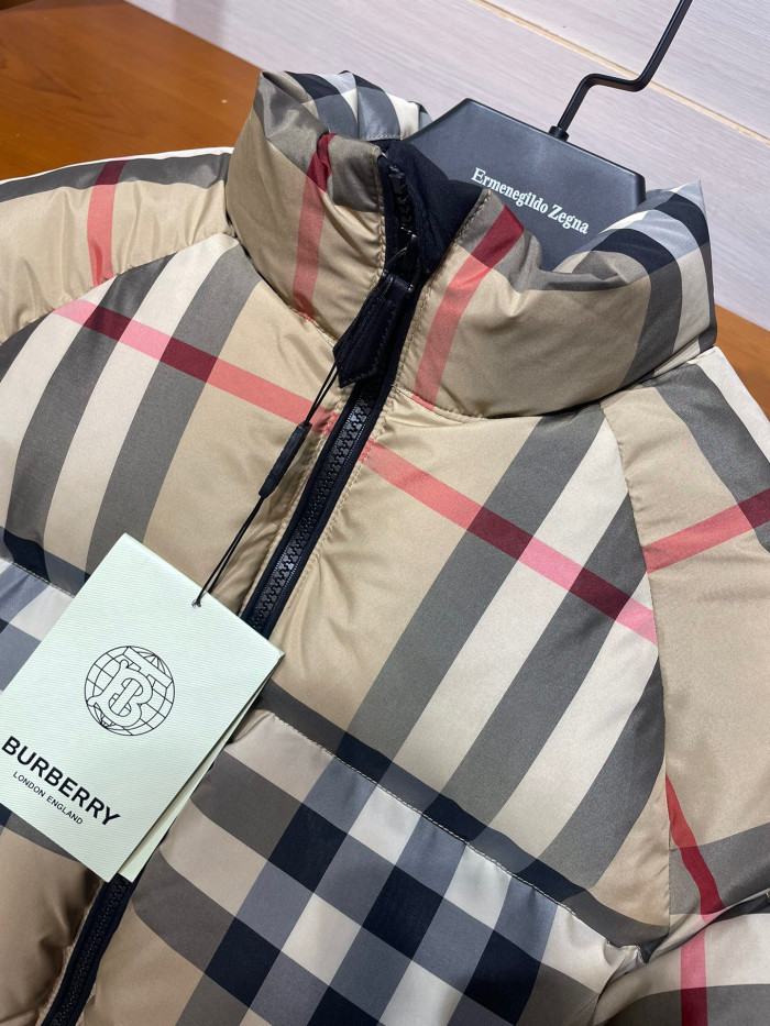Burberry Plaid Pattern Zip Puffert Down Jacket #nigo96641