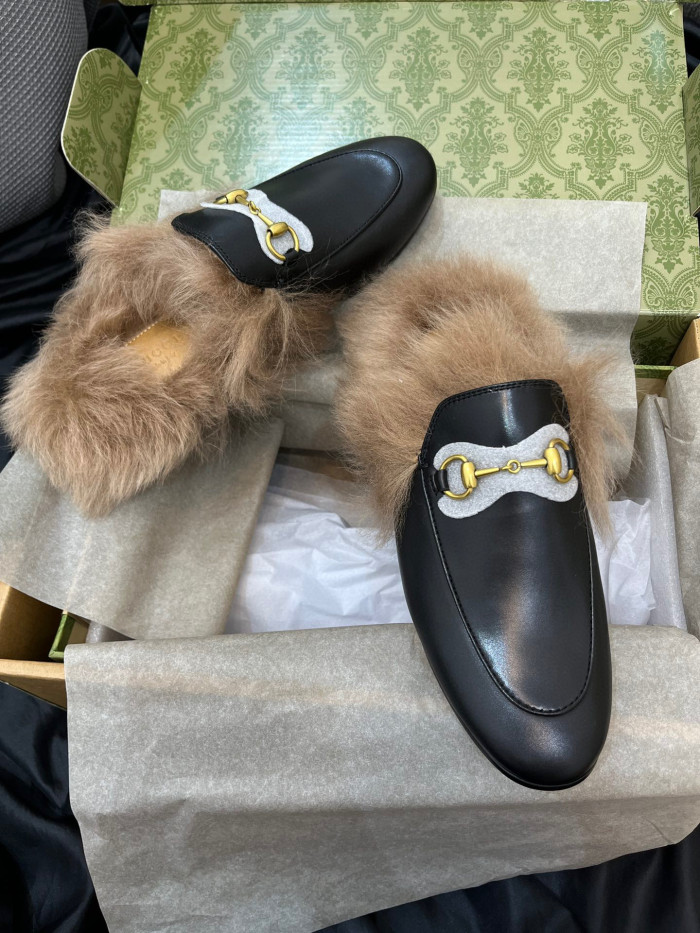 Gucci Wool Leather Upper Mule Shoes #nigo96639