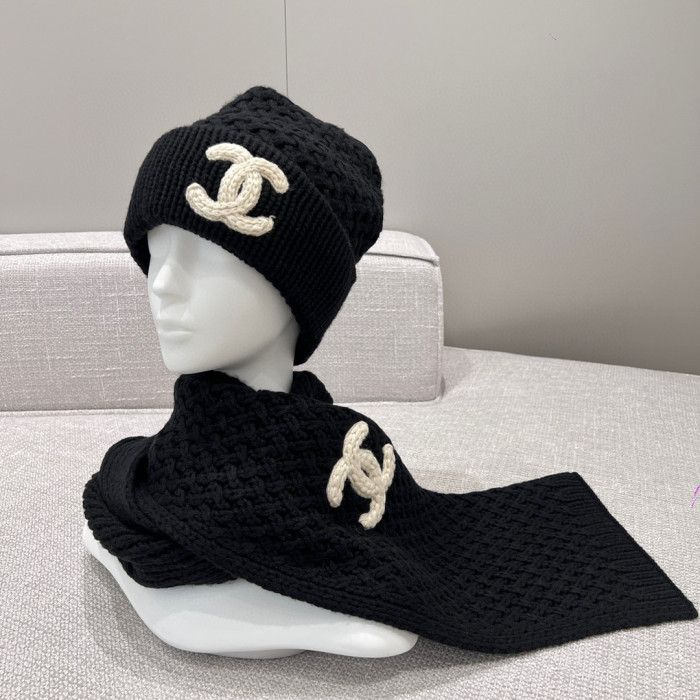Chanel Knitted Cashmere Scarf Hat #nigo96643