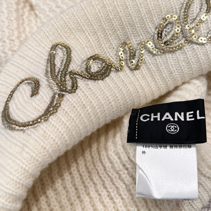 Chanel Cashmere Knit Hat Gloves Scarf #nigo96642
