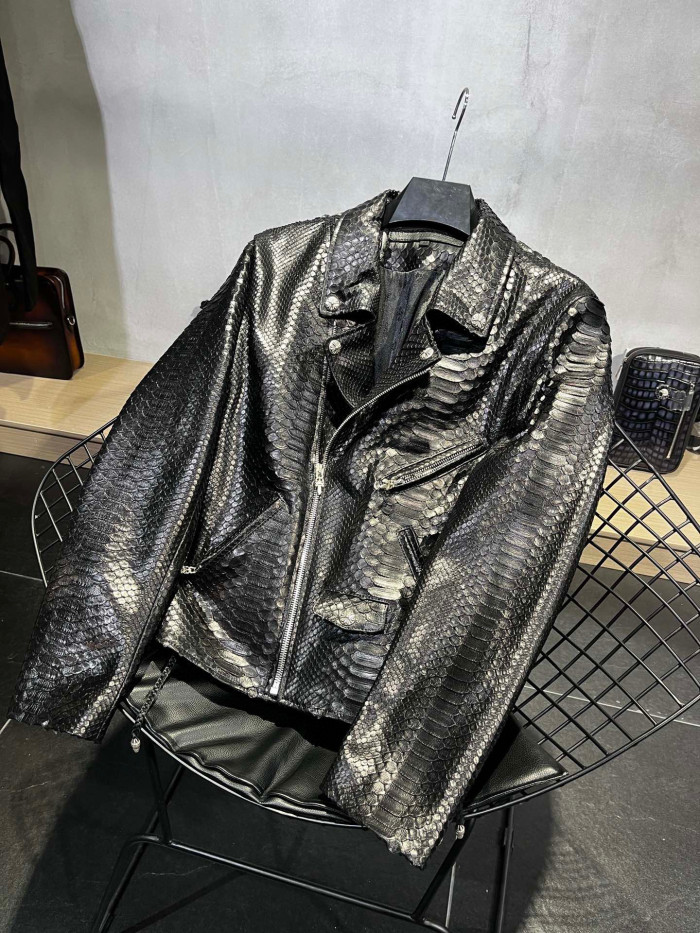 Chrome Hearts Scale Biker Leather Jacket #nigo96638