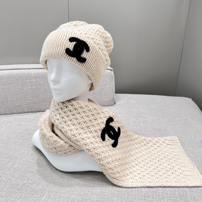 Chanel Knitted Cashmere Scarf Hat #nigo96643