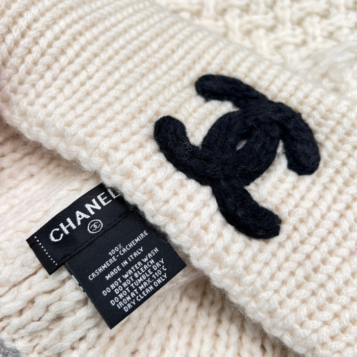Chanel Knitted Cashmere Scarf Hat #nigo96643