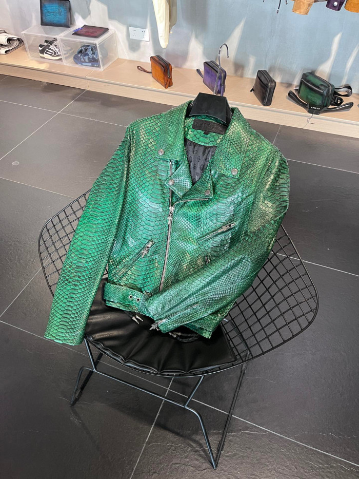 Chrome Hearts Scale Biker Leather Jacket #nigo96638