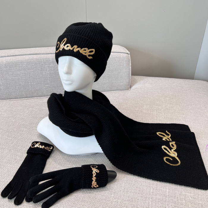 Chanel Cashmere Knit Hat Gloves Scarf #nigo96642