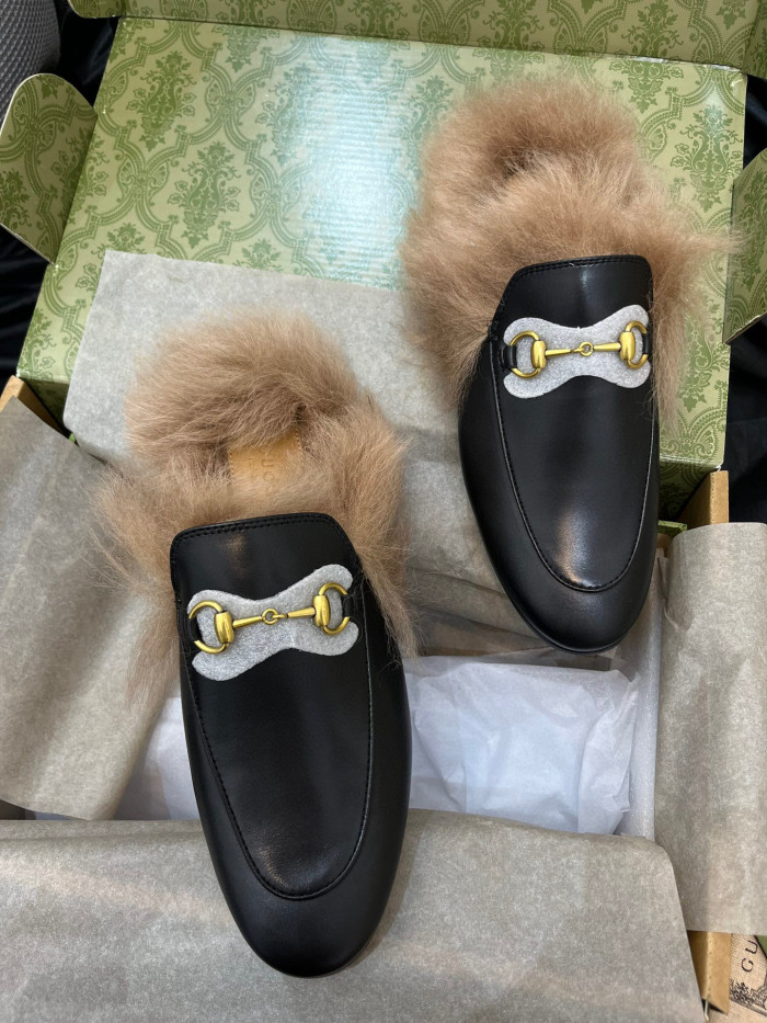 Gucci Wool Leather Upper Mule Shoes #nigo96639