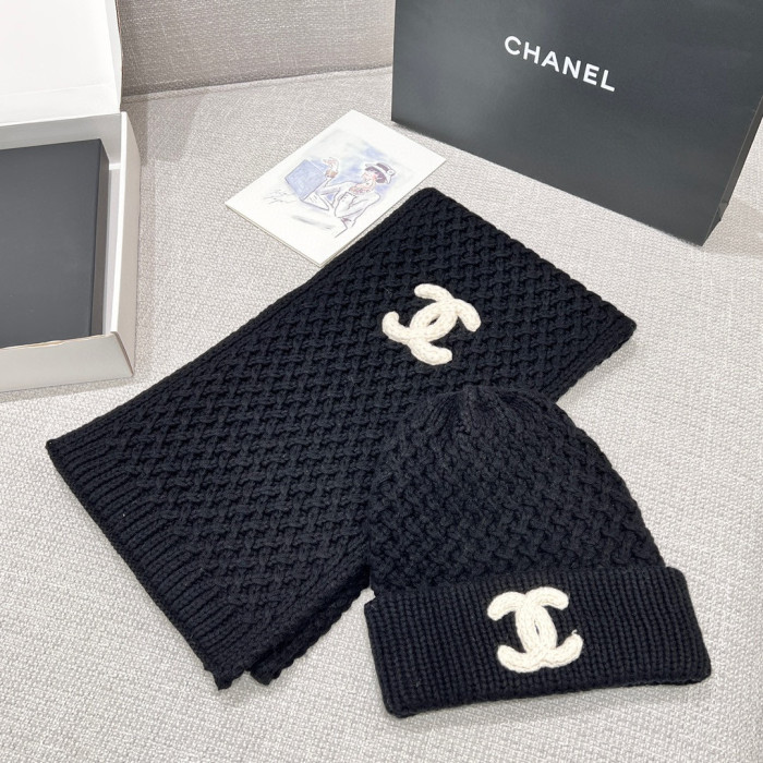 Chanel Knitted Cashmere Scarf Hat #nigo96643
