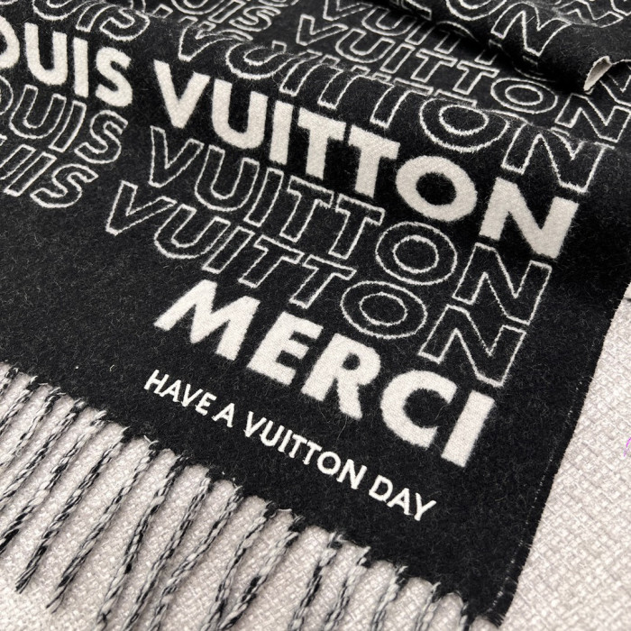 Louis Vuitton Black And White Letter Wool Scarf #nigo96662