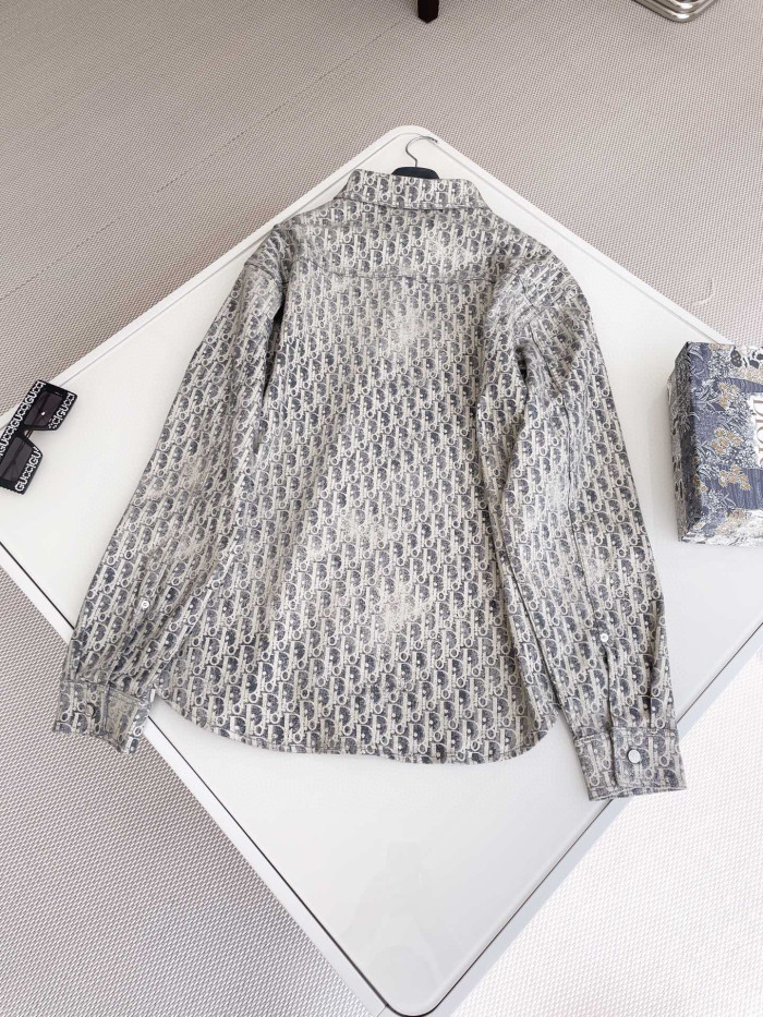 Dior Oblique Overshirt Letter Denim Long Sleeve Shirt Jacket #nigo96663
