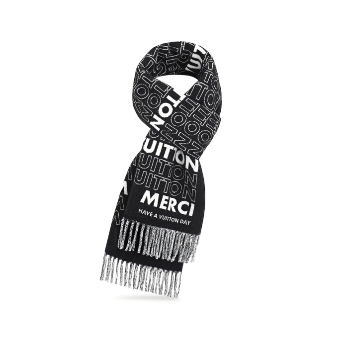 Louis Vuitton Black And White Letter Wool Scarf #nigo96662