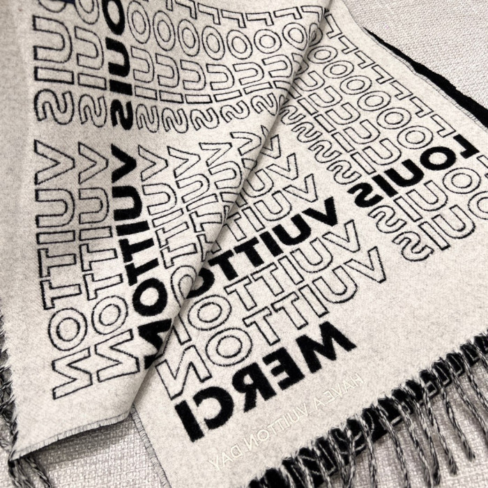 Louis Vuitton Black And White Letter Wool Scarf #nigo96662