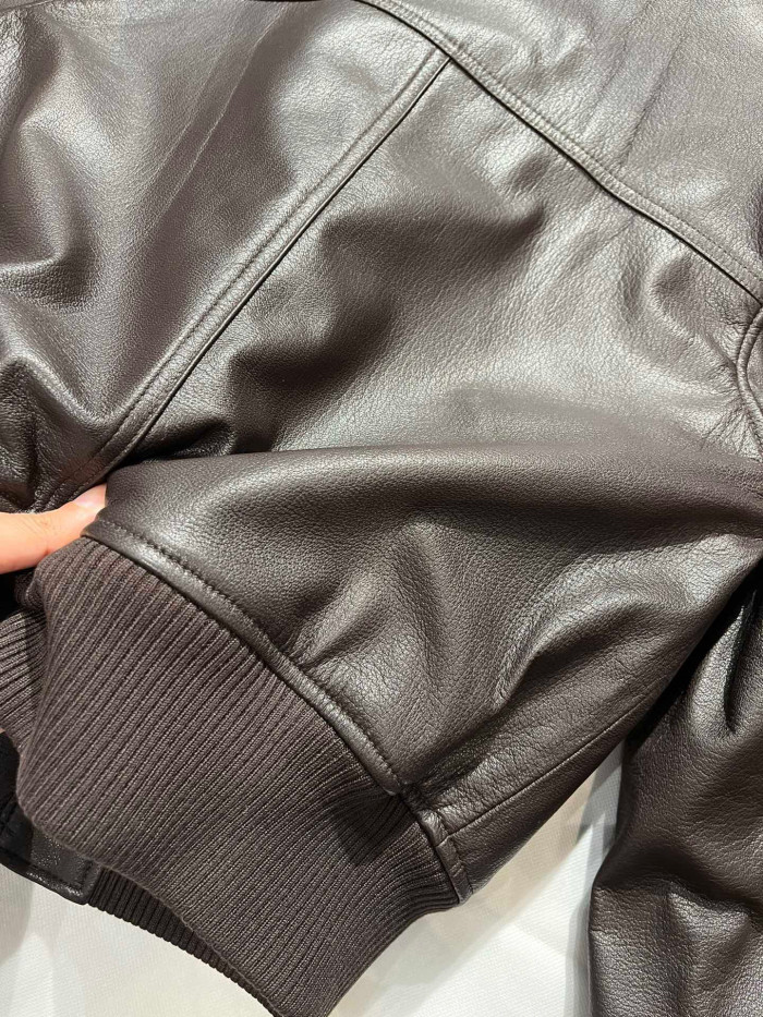 Dior Fur Collar Zip Leather Jacket #nigo96669