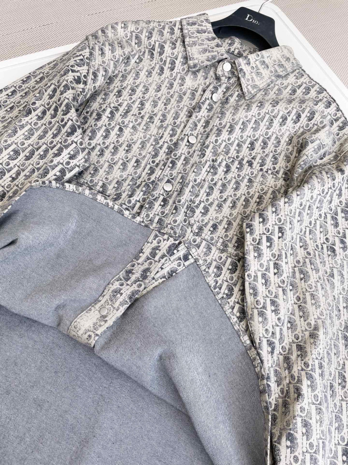 Dior Oblique Overshirt Letter Denim Long Sleeve Shirt Jacket #nigo96663