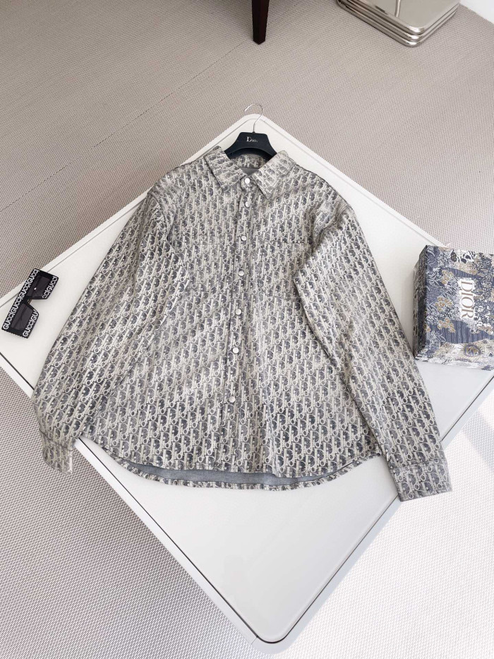 Dior Oblique Overshirt Letter Denim Long Sleeve Shirt Jacket #nigo96663