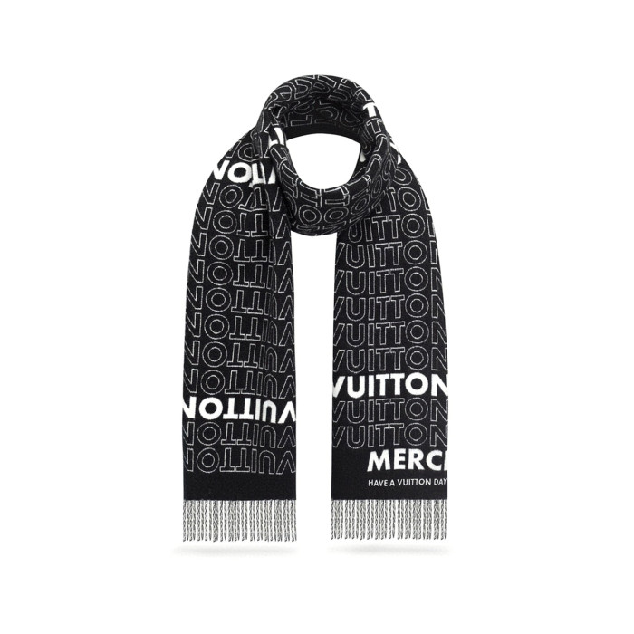 Louis Vuitton Black And White Letter Wool Scarf #nigo96662