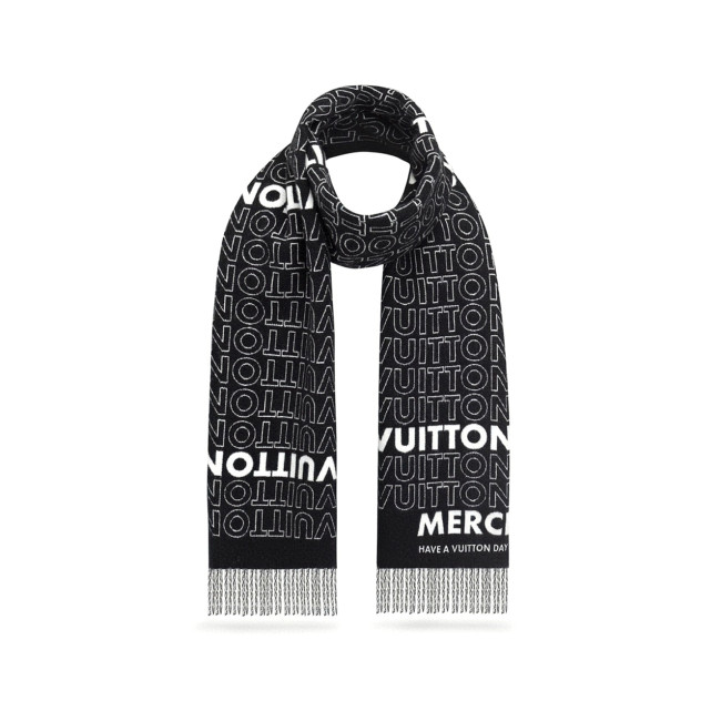 Louis Vuitton Black And White Letter Wool Scarf #nigo96662