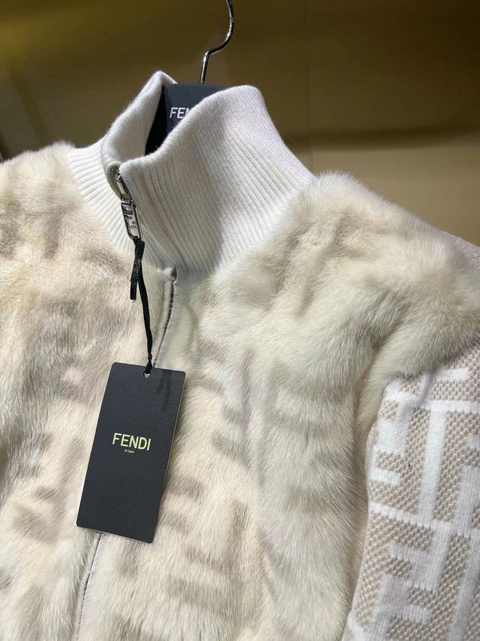 Fendi Long Sleeved Knitted Printed Fur Jacket #nigo21985