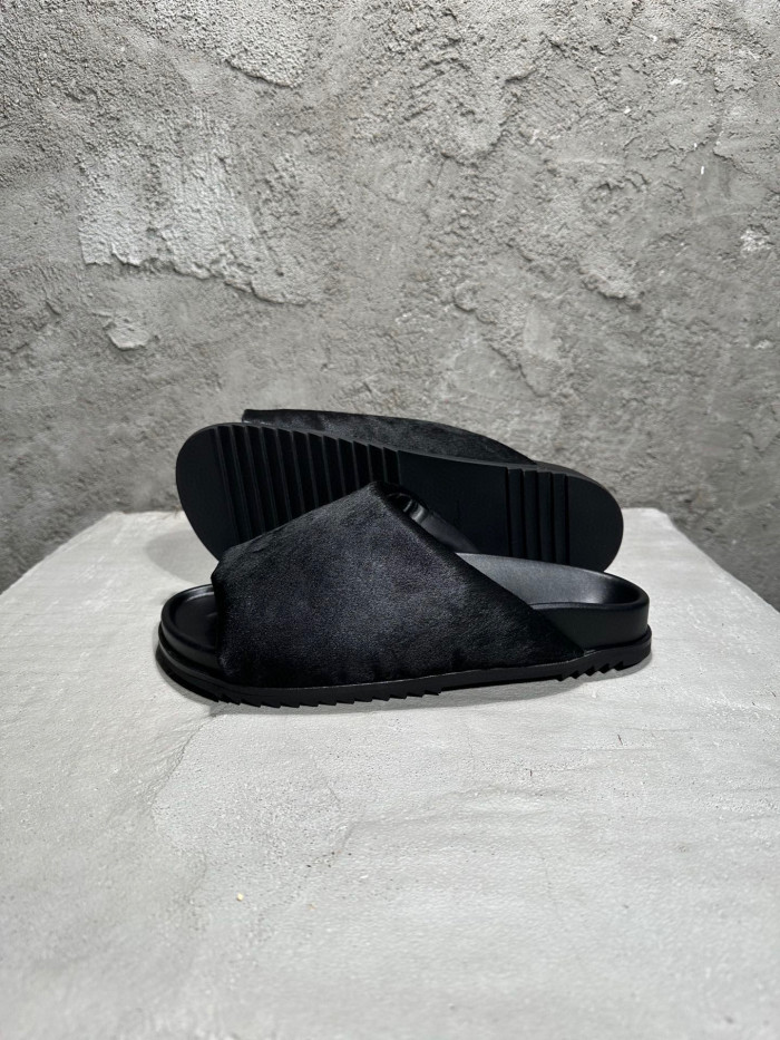 Rick Owens Short Horse Hair Slippers Shoes Ngvp #nigo6775