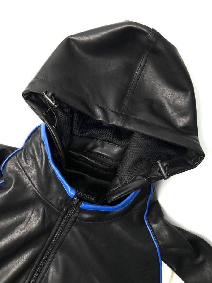 Balenciaga Leather Hooded Zip Jacket #nigo96691