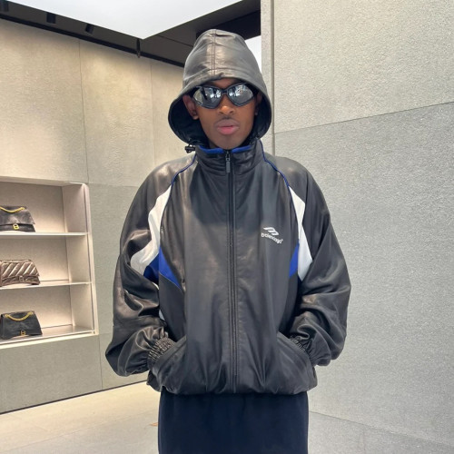 Balenciaga Leather Hooded Zip Jacket #nigo96691