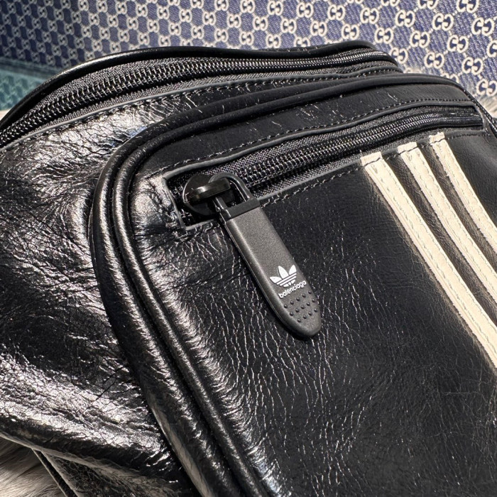 BalenciagaxAdidas Leather Letter Oblique Cross Waist Bag #nigo22131