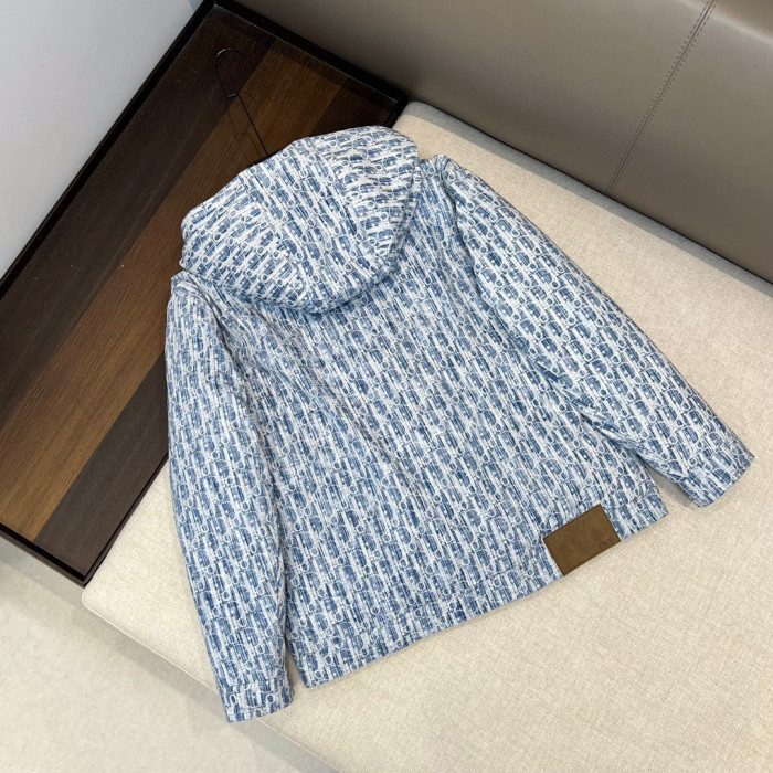 Dior Logo Jacquard Denim Hooded Puffer Down Jacket #nigo96741