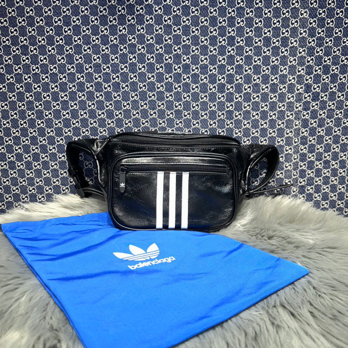 BalenciagaxAdidas Leather Letter Oblique Cross Waist Bag #nigo22131