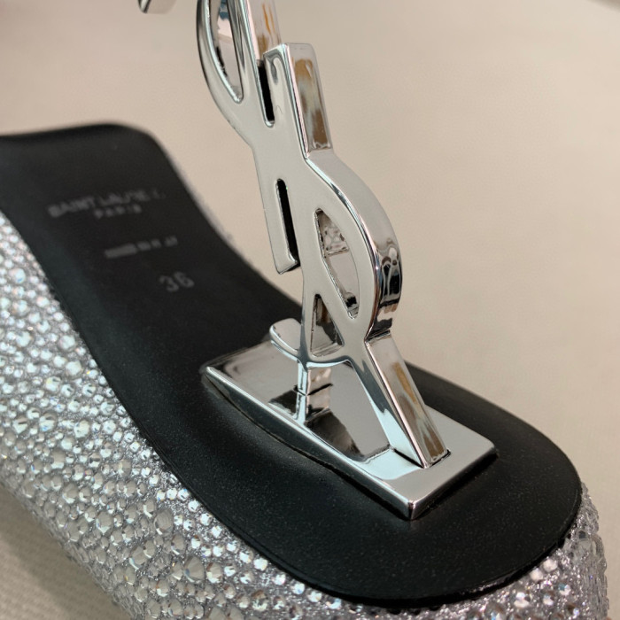 SAINT LAURENT Opyum Pumps In Suede And Rhinestones High Heels Shoes #nigo96729