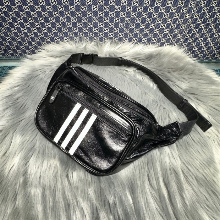 BalenciagaxAdidas Leather Letter Oblique Cross Waist Bag #nigo22131