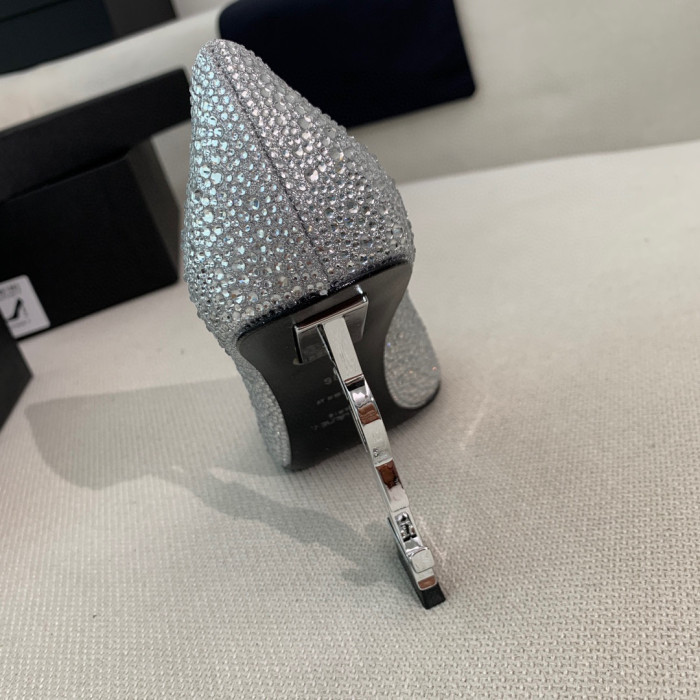 SAINT LAURENT Opyum Pumps In Suede And Rhinestones High Heels Shoes #nigo96729