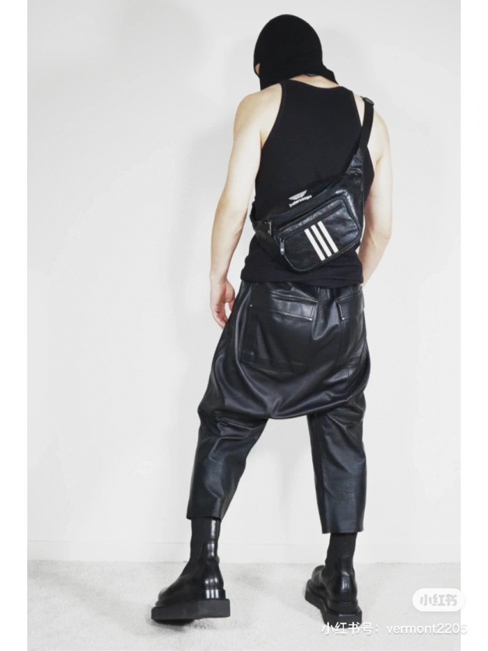 BalenciagaxAdidas Leather Letter Oblique Cross Waist Bag #nigo22131