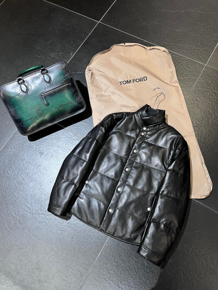 Tom Ford Leather Puffer Down Jacket Ngvp #nigo6822