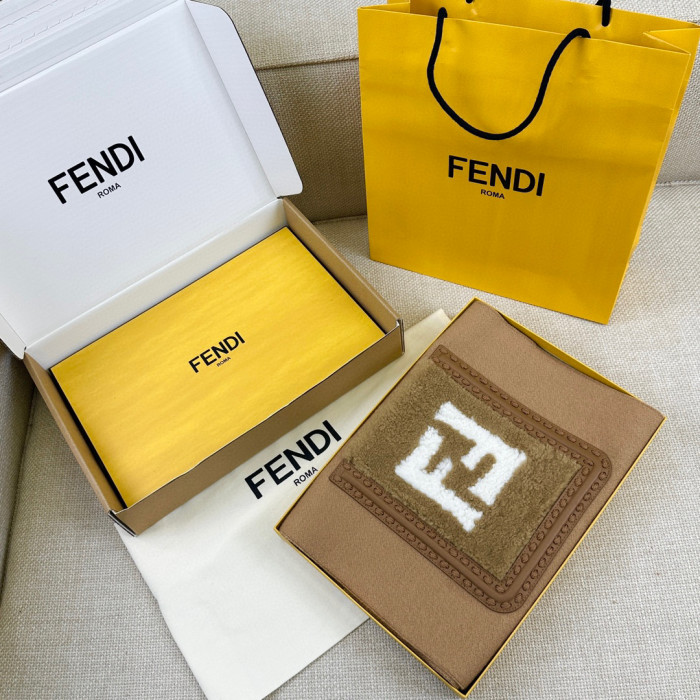 Fendi FF Brown Wool And Cashmere Blend Scarf #nigo96771