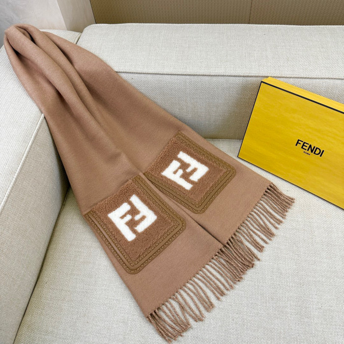 Fendi FF Brown Wool And Cashmere Blend Scarf #nigo96771