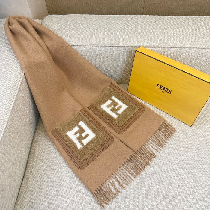Fendi FF Brown Wool And Cashmere Blend Scarf #nigo96771